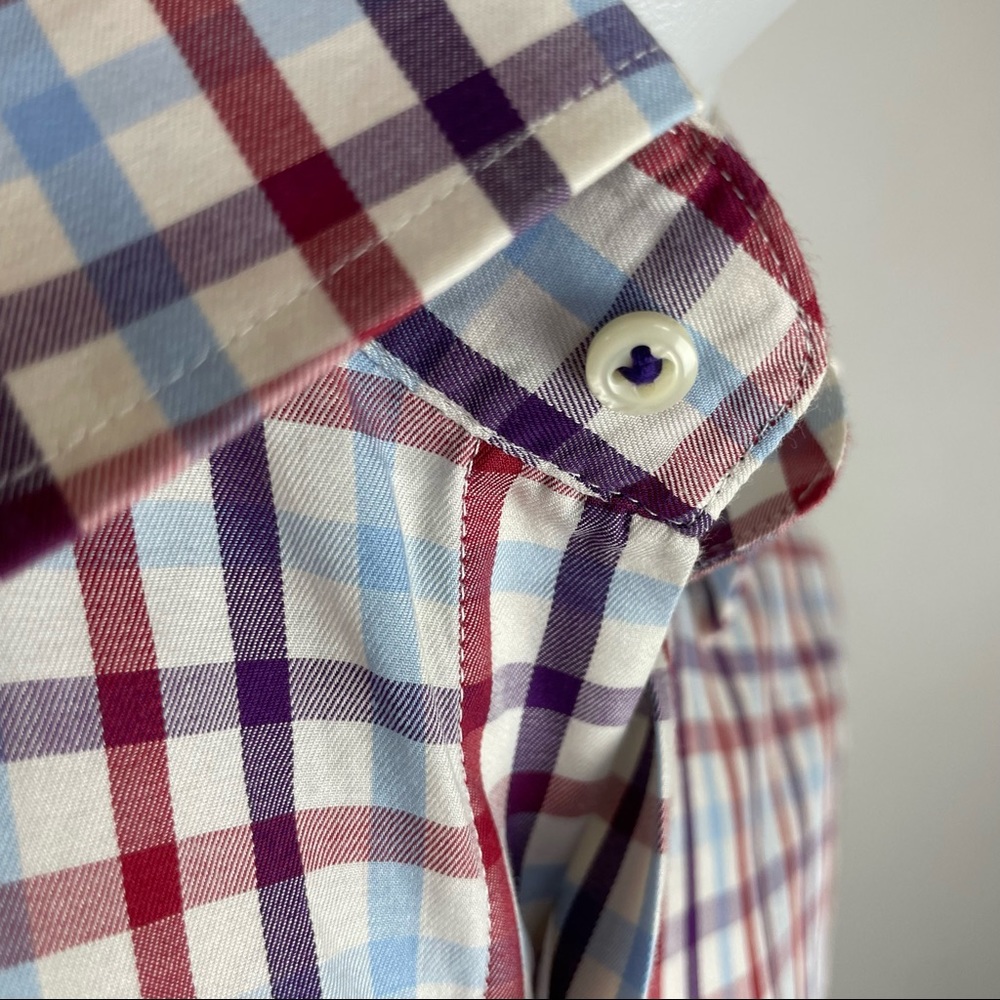 Peter Millar Multi-Color Plaid Dress Shirt - Blue, Purple, Red, White